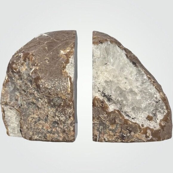 Agate Bookends Amethyst Geode Center Natural Stone Book End Bookshelf Decor (DF) - Picture 5 of 10